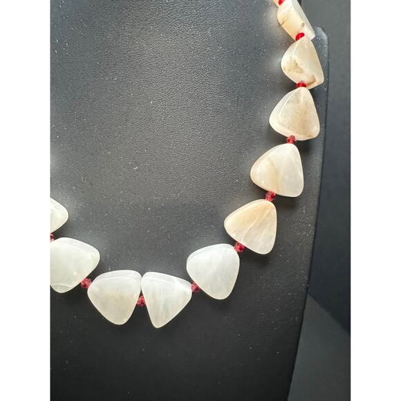 Vintage Geometric White Quartz Stone Collar Necklace - Picture 6 of 9